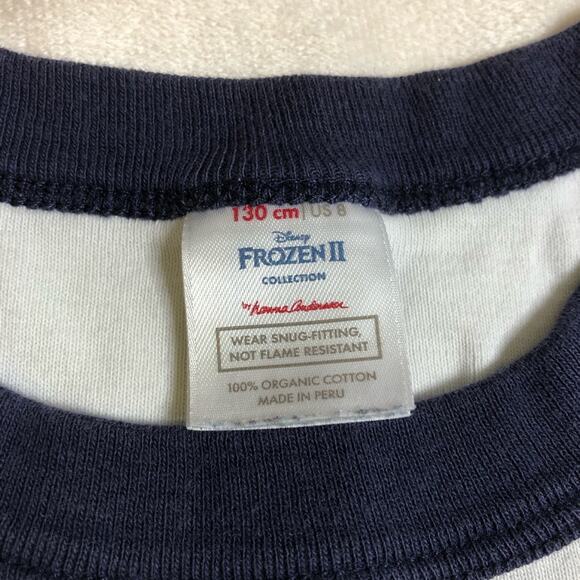 Hanna Andersson white navy Frozen Olaf pajamas size 130 or US 8 - Picture 2 of 8